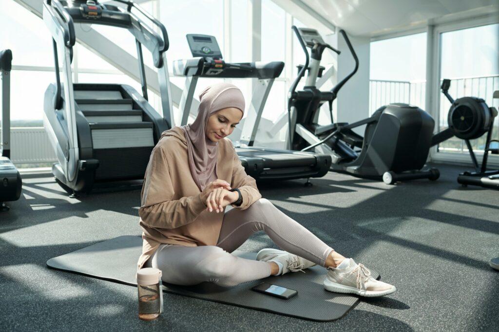 Woman Setting Activity Tracker